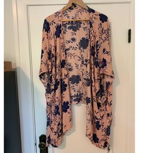 Lane Bryant Pink Floral Kimono Overpiece